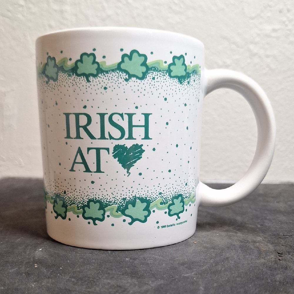 White and Green Irish Shamrock Mug